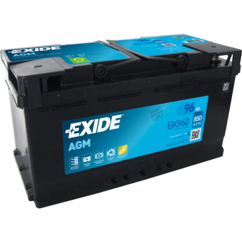 Batería Exide EK960 Agm. Tecnología AGM. 12V - 96Ah/850A (EN) Caja L5 - Suscribirse al boletín Certificado