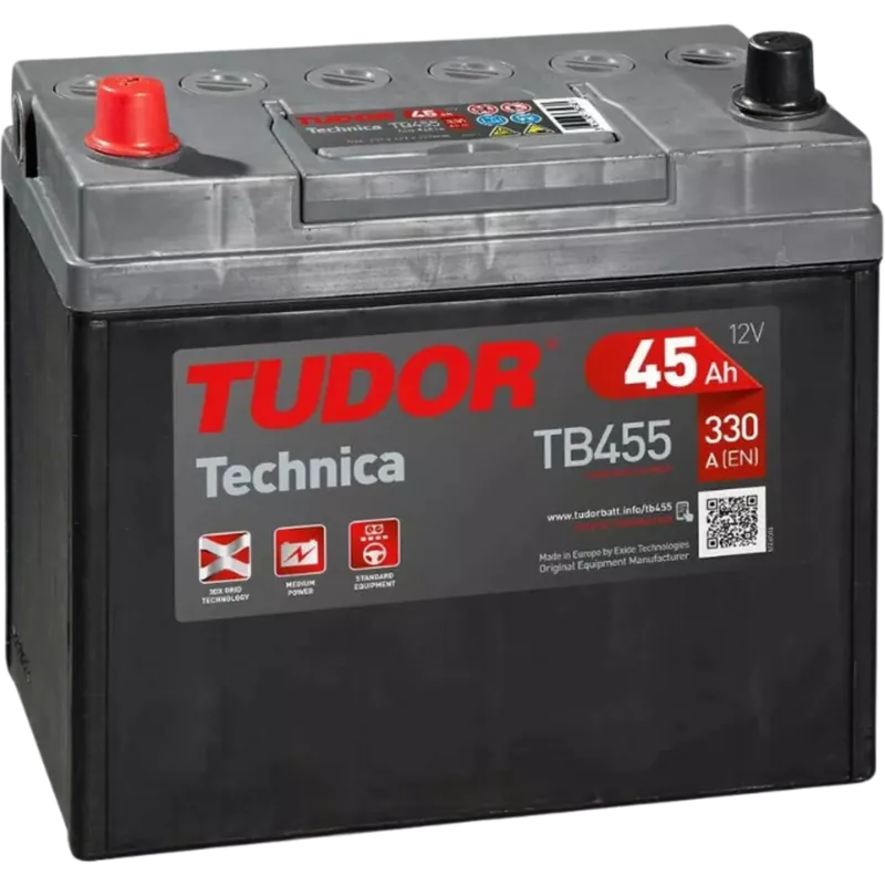 Batería Tudor TB455 Technica. 12V - 45Ah/330A (EN) Caja B24 - Suscribirse al boletín Últimas Unidades