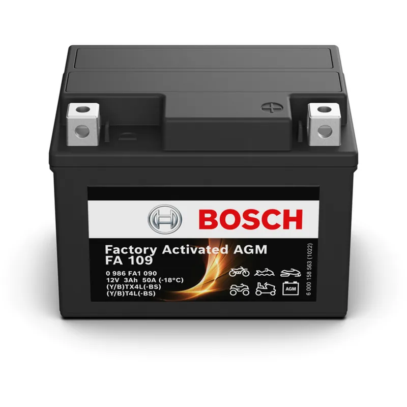 Batería Bosch FA109 - AGM. Tecnología AGM. 12V - 3Ah/50A (EN) - Suscribirse al boletín Liquidación