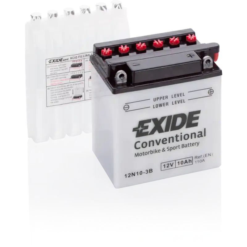 Descuento Batería Exide 12N10-3B Moto 12V Conventional. 12V - 10Ah/110A (EN) (135x75x145mm) - Suscribirse al boletín