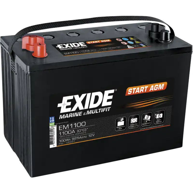Batería Exide EM1100 Marina Vintage. 12V - 100Ah/925A (EN) Caja M31 - Suscribirse al boletín Precio Rebajado