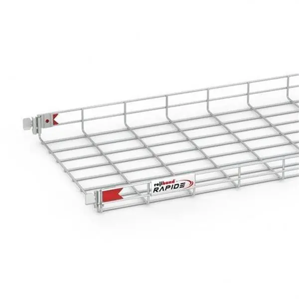Bandeja de rejilla Rejiband RAPIDE, altura 60 mm y ancho 400 mm con sistema Click de unión rápida, en acero, acabado electrocincado EZ Precio Rebajado