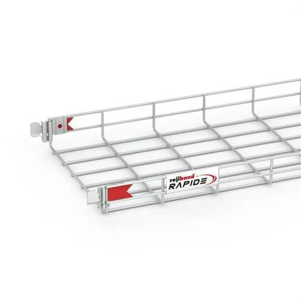 Económico Bandeja de rejilla Rejiband RAPIDE, altura 60 mm y ancho 300 mm con sistema Click de unión rápida, en acero, acabado electrocincado EZ