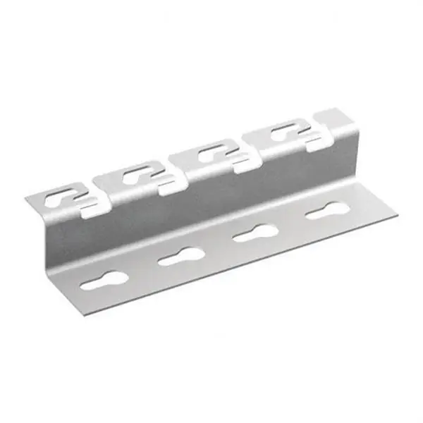 Distanciador metálico de 40 mm de altura y ancho 200 mm con sistema de conexión Click para montaje a pared vertical, horizontal y a suelo de bandejas Rejiband® y Pemsaband®, en acero, acabado sendzimir PG Oferta Limitada