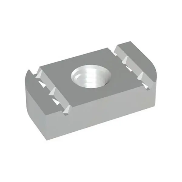 Precio Bajo Tuerca rail M 8 para railes, soportes y péndulos en instalaciones de bandejas, en acero, acabado en electrocincado.