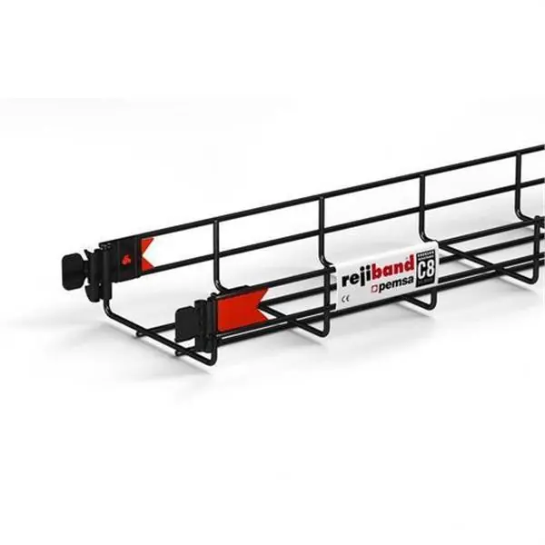 Bandeja de rejilla Rejiband RAPIDE, altura 60 mm y ancho 150 mm con sistema Click de unión rápida, en acero, acabado BLACK C8 Oferta Flash