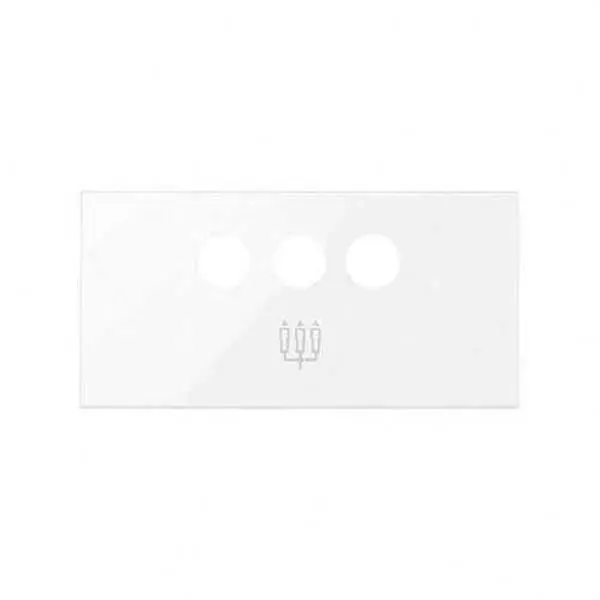 Últimas Unidades Tapa SIMON 100 para conector 3RCA blanco brillante