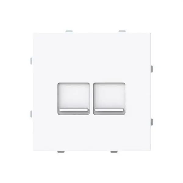 Última Oportunidad Tapa toma informática plana con persiana 2 conectores Serie Alba blanco mate