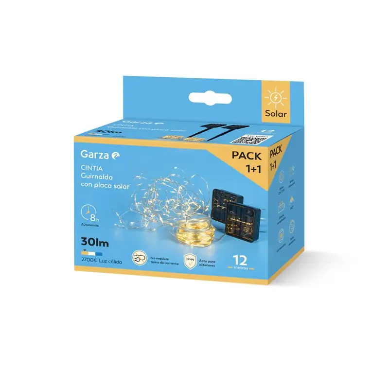 Oferta Especial Lámpara exterior SOLAR CINTIA guirnalda pack 1+1 de 12m+12m GARZA 401493C
