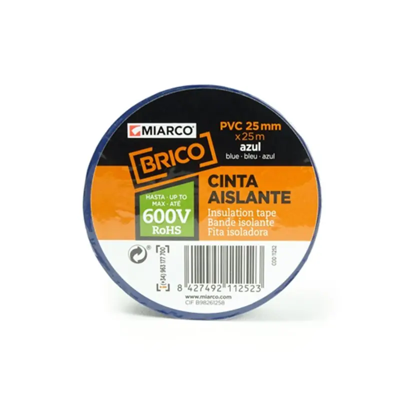 Oferta Especial Cinta aislante PVC BRICO 25mmx25m MIARCO 11252 Azul