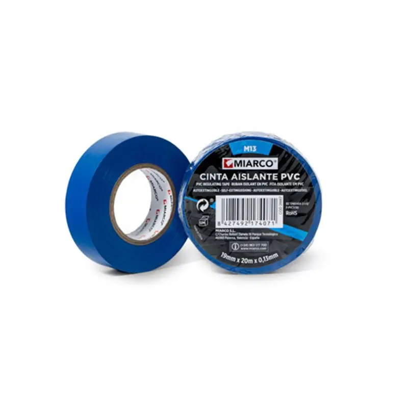 Ordena Ya Cinta aislante PVC M13 19mmx20mx0,13mm MIARCO 26667 Azul
