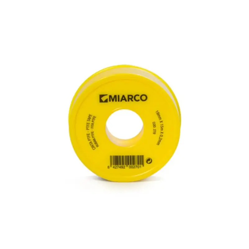 Últimas Unidades Cinta de PTFE 19mmx15mx0,20mm MIARCO 270 tapa y carrete amarillo