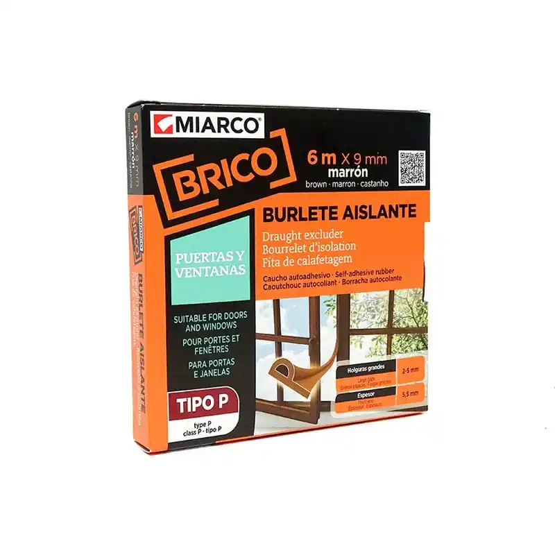 Burlete de Caucho Tipo P 9mmx6m MIARCO 10766 Marrón Imprescindible (Must-Have)