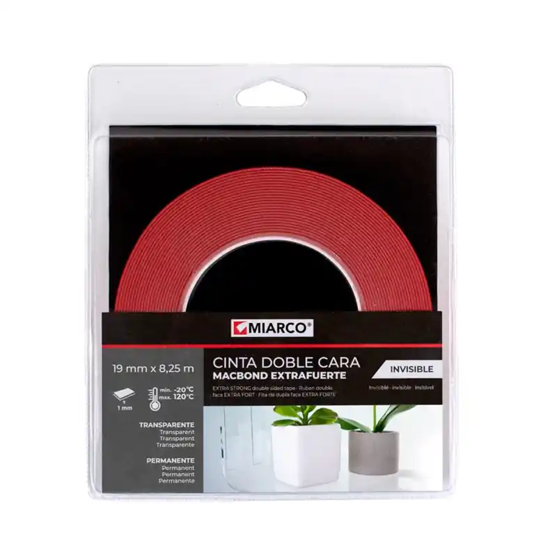 Cinta doble cara MACBOND EXTRAFUERTE INVISIBLE 19mmx8,25m MIARCO 30811 Bestseller