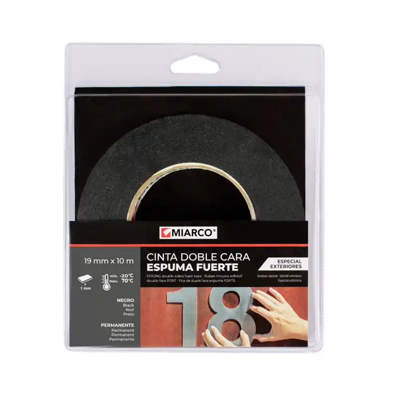 Cinta doble cara ESPUMA FUERTE EXTERIORES DF-2501 19mmx10m MIARCO 30809 Ordenar Ahora Mismo