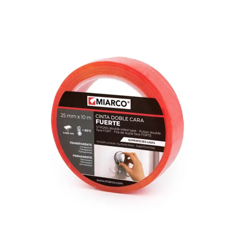 Cinta doble cara FUERTE SUPERFICIES LISAS DC-995 25mmx10m MIARCO 30807 Comprar En Línea