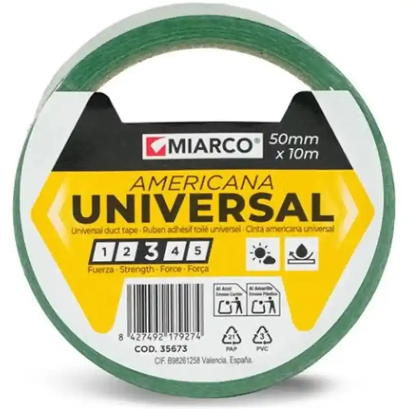 Cinta Americana universal MIARCO 35673 Verde 50mmx10m Envío Inmediato