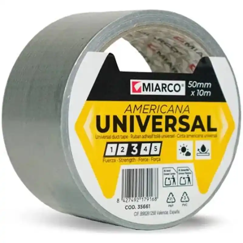 Cinta Americana universal MIARCO 35661 Plata 50mmx10m No Te Lo Pierdas